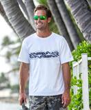 Tribal Mano Stripe - White Short Sleeve Crewneck T-Shirt