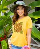 Quilted Bouquet - Pineapple Dyed Short Sleeve Scoop Neck T-Shirt