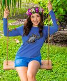 B. Kliban Swing Cat - Sapphire Long Sleeve Crewneck T-Shirt