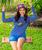 B. Kliban Swing Cat - Sapphire Long Sleeve Crewneck T-Shirt