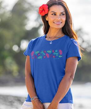 Hawaiian Whimsy - Sapphire Short Sleeve Crewneck T-Shirt
