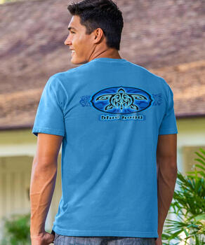Blue Honu Medallion - Blue Hawaii Dyed Short Sleeve Crewneck T-Shirt