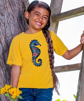 Seahorse Floral - Pineapple Dyed Short Sleeve Crewneck T-Shirt