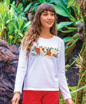 Poinsettia Holly Band - White Long Sleeve Crewneck T-Shirt