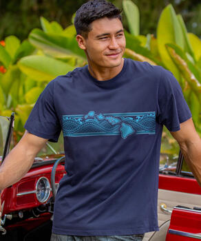 Tribal Islands Band - Indigo Short Sleeve Pima T-Shirt