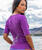 Batik Flora - Violet Short Sleeve Banded Rib Knit T-Shirt