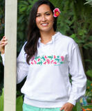 Hawaiian Whimsy - White Long Sleeve Lightweight Pullover