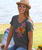 Henna Hibiscus - Graphite Short Sleeve Pima V-Neck T-Shirt
