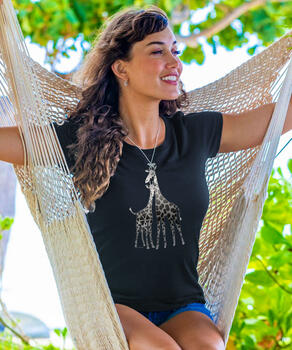 Discovery Channel Geo Giraffes - Jet Black Short Sleeve Pima T-Shirt