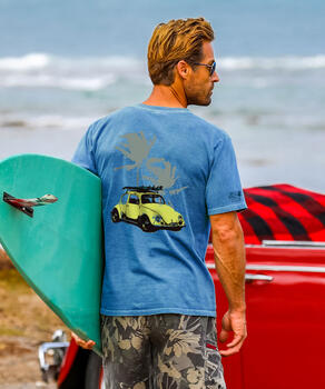 Volkswagen Vw Kekaha Bug - Blue Hawaii Dyed Short Sleeve Crewneck T-Shirt