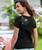 Misty Monstera - Jet Black Short Sleeve Pima V-Neck T-Shirt
