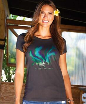 Discovery Channel Aurora Borealis Howl - Jet Black Short Sleeve Pima T-Shirt