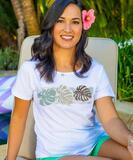 Monstera Leaves - White Short Sleeve Scoop Neck T-Shirt