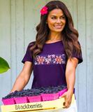 Blackberry Floral - Blackberry Dyed Short Sleeve Scoop Neck T-Shirt