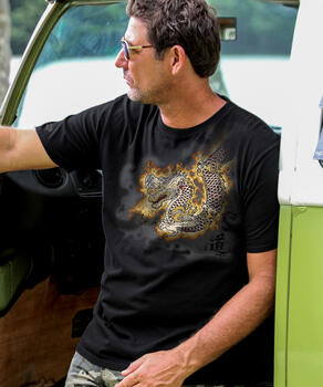 Lava Dragon - Black Short Sleeve Crewneck T-Shirt