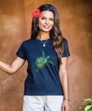 Splatter Honu - Black Short Sleeve Crewneck T-Shirt