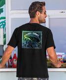 Sea Turtle Stamp - Black Short Sleeve Crewneck T-Shirt
