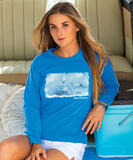 Discovery Channel Polar Bear Love - Blue Hawaii Dyed Long Sleeve Crewneck T-Shirt