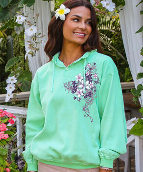Sweet Blossoms - Key Lime Dyed Long Sleeve Lightweight Pullover