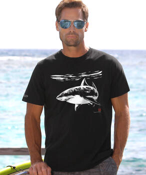 Wyland&amp;reg; Great White Brushed - Jet Black Short Sleeve Pima T-Shirt