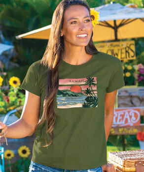 Kaena Sunrise - Olive Dyed Short Sleeve Crewneck T-Shirt