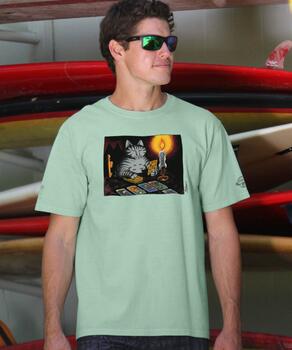 B. Kliban Tarot Cat - Key Lime Dyed Short Sleeve Crewneck T-Shirt