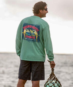 Paradise Sunset Lounge - Key Lime Dyed Long Sleeve Crewneck T-Shirt
