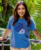 Quaint Quilt - Blue Hawaii Dyed Short Sleeve Scoop Neck T-Shirt