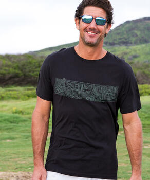 Hoomanao Stripe - Jet Black Short Sleeve Pima T-Shirt