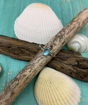 Puravida Silver Sea Glass Turtle - Ring