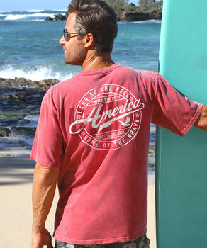America EST 1776 - Paradise Red Dyed Short Sleeve Crewneck T-Shirt