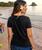 Alo Retro - Jet Black Short Sleeve Pima V-Neck T-Shirt