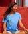 Floral Sweetness - Blue Hawaii Dyed Short Sleeve Scoop Neck T-Shirt