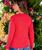 Kaena Point Plumeria - Candy Apple Red Dyed Long Sleeve Crewneck T-Shirt