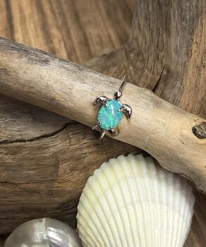 Puravida Silver Opal Sea Turtle Ring