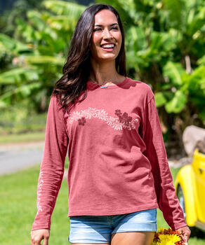 Punalei - Paradise Red Dyed Long Sleeve Crewneck T-Shirt