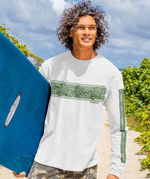 Tribal Turtles Band - White Long Sleeve Crewneck T-Shirt