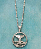 Wyland&reg; Sighting Round Ocean w/Whale Tail - Necklace