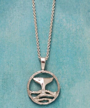 Wyland&reg; Sighting Round Ocean w/Whale Tail - Necklace