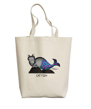 B. Kliban Mermaid Cat - Natural Weekend Tote
