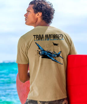 Pearl Harbor Aviation Museum TBM Avenger - Kona Coffee Dyed Short Sleeve Crewneck T-Shirt