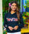 Blackberry Floral - Navy Long Sleeve Lightweight Pullover