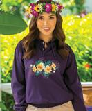 Hibiscus Lei Po'o - Blackberry Dyed Long Sleeve Lightweight Pullover