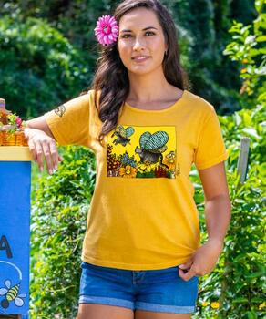 B. Kliban Wing Cats - Honey Dyed Short Sleeve Scoop Neck T-Shirt