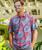 Kia'i - Red/Teal Short Sleeve Hawaiian Polo Shirt