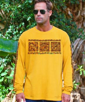 Polynesian Pattern Band - Pineapple Dyed Long Sleeve Crewneck T-Shirt