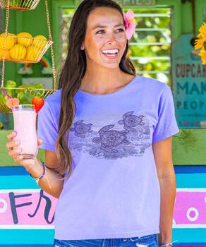 Lace Honus - Lavender Dyed Short Sleeve Scoop Neck T-Shirt