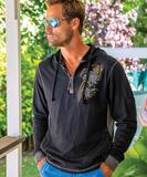Tribal Honu Manta Flow - Black/Charcoal Long Sleeve Longboard Hooded Tee
