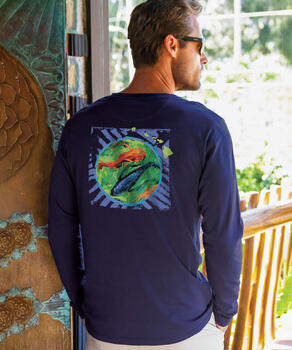 Koi Luck - Indigo Long Sleeve Pima T-Shirt