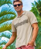 Aloha Sketch - Kona Coffee Dyed Short Sleeve Pique' Polo Shirt
